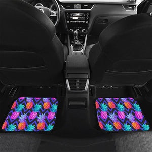 Neon EDM Zig Zag Pineapple Pattern Print Front and Back Car Floor Mats