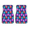 Neon EDM Zig Zag Pineapple Pattern Print Front Car Floor Mats