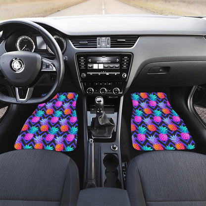 Neon EDM Zig Zag Pineapple Pattern Print Front Car Floor Mats