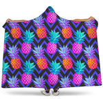 Neon EDM Zig Zag Pineapple Pattern Print Hooded Blanket