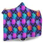 Neon EDM Zig Zag Pineapple Pattern Print Hooded Blanket