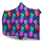 Neon EDM Zig Zag Pineapple Pattern Print Hooded Blanket