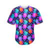 Neon EDM Zig Zag Pineapple Pattern Print Men's Baseball Jersey