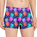 Neon EDM Zig Zag Pineapple Pattern Print Men's Boxer Briefs