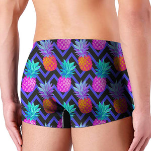 Neon EDM Zig Zag Pineapple Pattern Print Men's Boxer Briefs