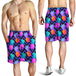 Neon EDM Zig Zag Pineapple Pattern Print Men's Shorts