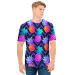 Neon EDM Zig Zag Pineapple Pattern Print Men's T-Shirt