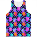 Neon EDM Zig Zag Pineapple Pattern Print Men's Tank Top