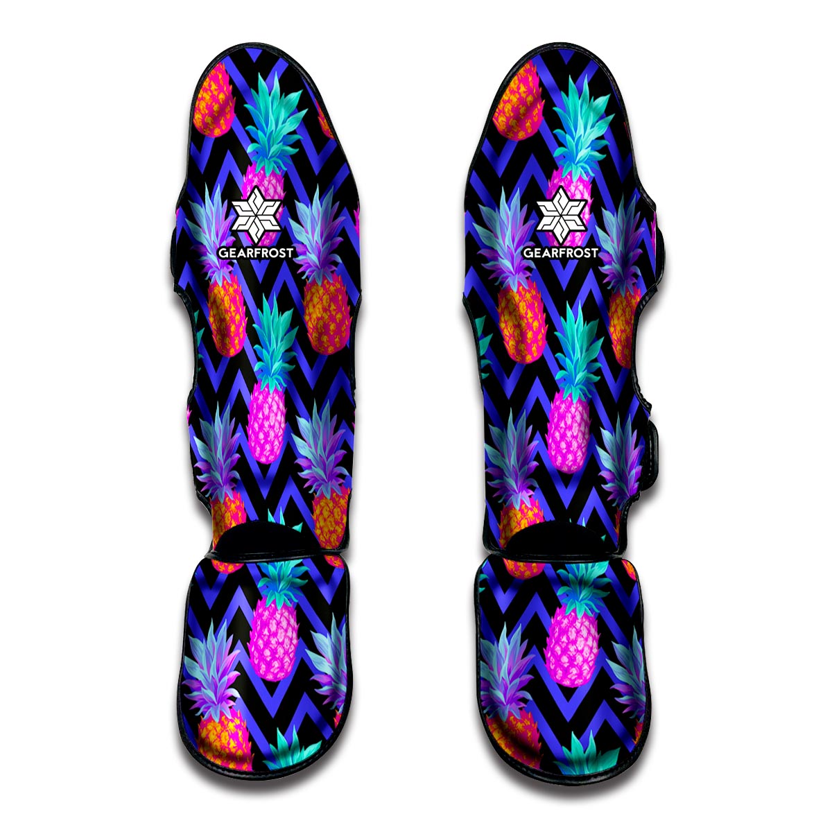 Neon EDM Zig Zag Pineapple Pattern Print Muay Thai Shin Guard