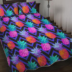 Neon EDM Zig Zag Pineapple Pattern Print Quilt Bed Set