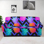 Neon EDM Zig Zag Pineapple Pattern Print Sofa Cover