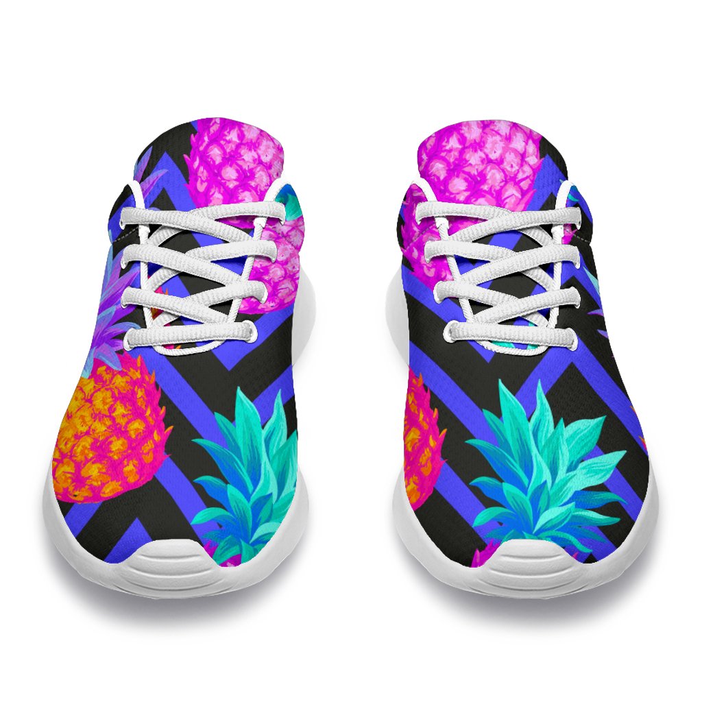 Neon EDM Zig Zag Pineapple Pattern Print Sport Shoes GearFrost