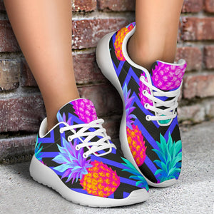 Neon EDM Zig Zag Pineapple Pattern Print Sport Shoes GearFrost