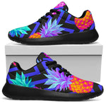 Neon EDM Zig Zag Pineapple Pattern Print Sport Shoes GearFrost