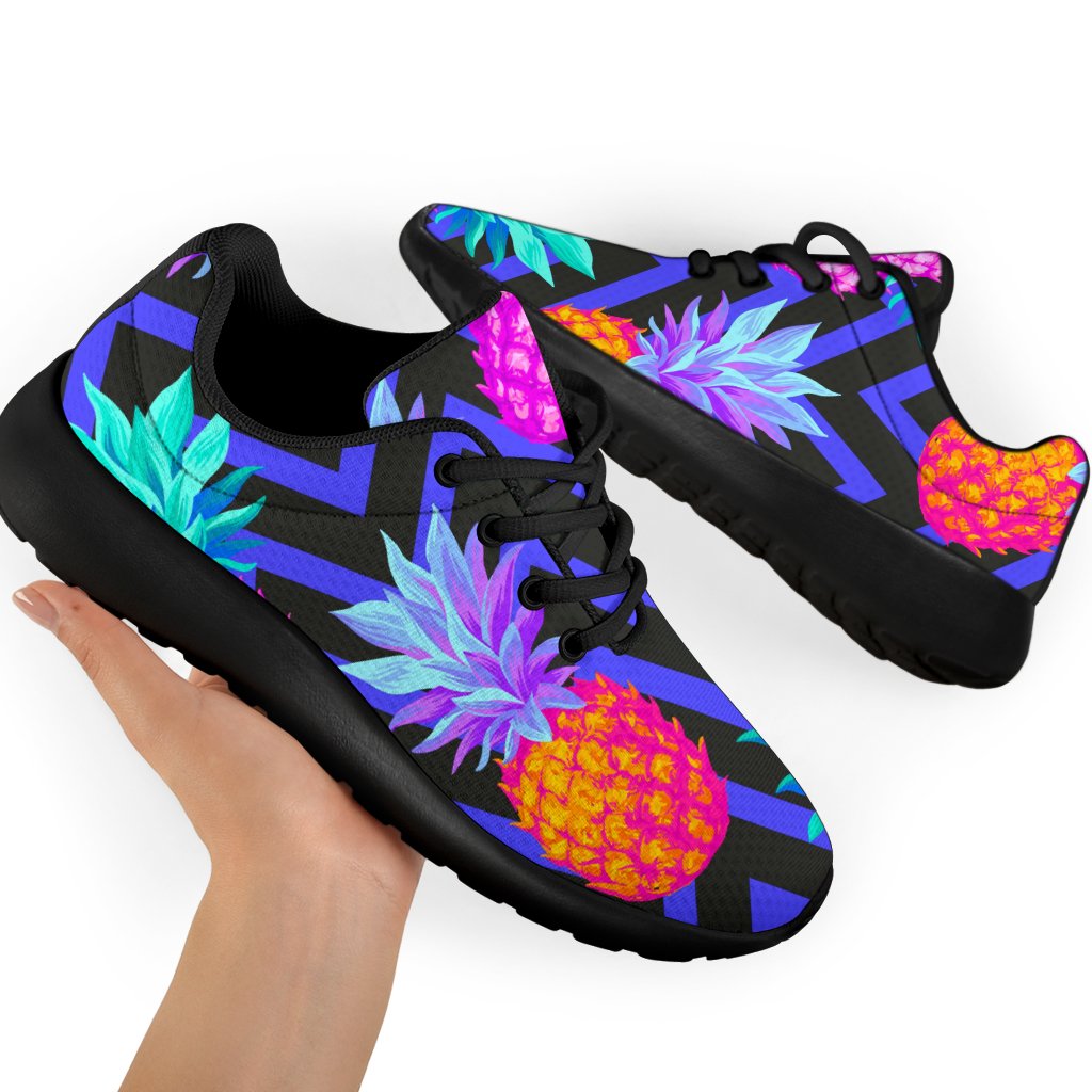 Neon EDM Zig Zag Pineapple Pattern Print Sport Shoes GearFrost