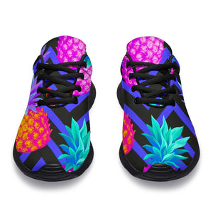 Neon EDM Zig Zag Pineapple Pattern Print Sport Shoes GearFrost