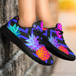 Neon EDM Zig Zag Pineapple Pattern Print Sport Shoes GearFrost