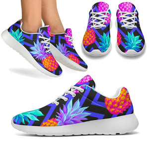 Neon EDM Zig Zag Pineapple Pattern Print Sport Shoes GearFrost