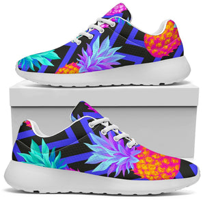 Neon EDM Zig Zag Pineapple Pattern Print Sport Shoes GearFrost