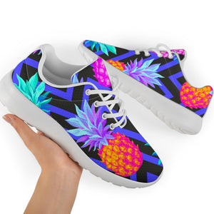 Neon EDM Zig Zag Pineapple Pattern Print Sport Shoes GearFrost