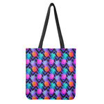 Neon EDM Zig Zag Pineapple Pattern Print Tote Bag