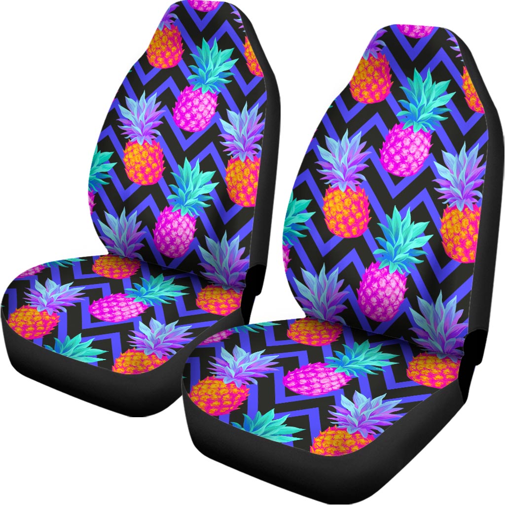 Neon EDM Zig Zag Pineapple Pattern Print Universal Fit Car Seat Covers