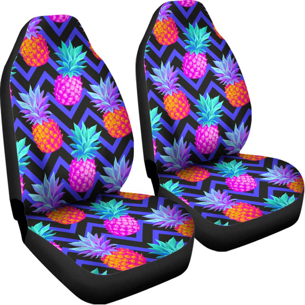 Neon EDM Zig Zag Pineapple Pattern Print Universal Fit Car Seat Covers