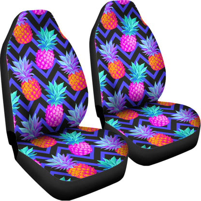 Neon EDM Zig Zag Pineapple Pattern Print Universal Fit Car Seat Covers