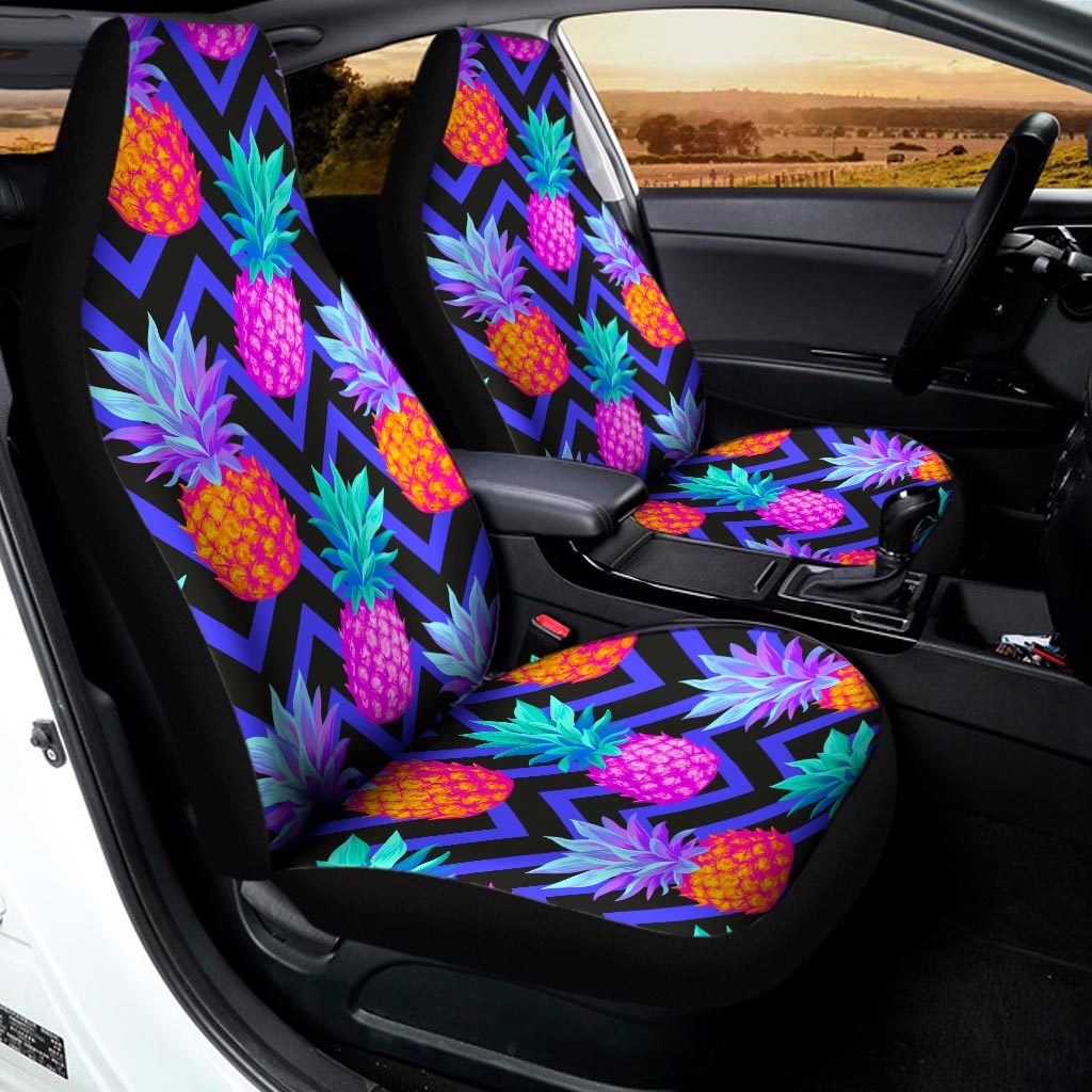 Neon EDM Zig Zag Pineapple Pattern Print Universal Fit Car Seat Covers