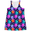 Neon EDM Zig Zag Pineapple Pattern Print Women's Racerback Tank Top