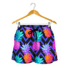 Neon EDM Zig Zag Pineapple Pattern Print Women's Shorts