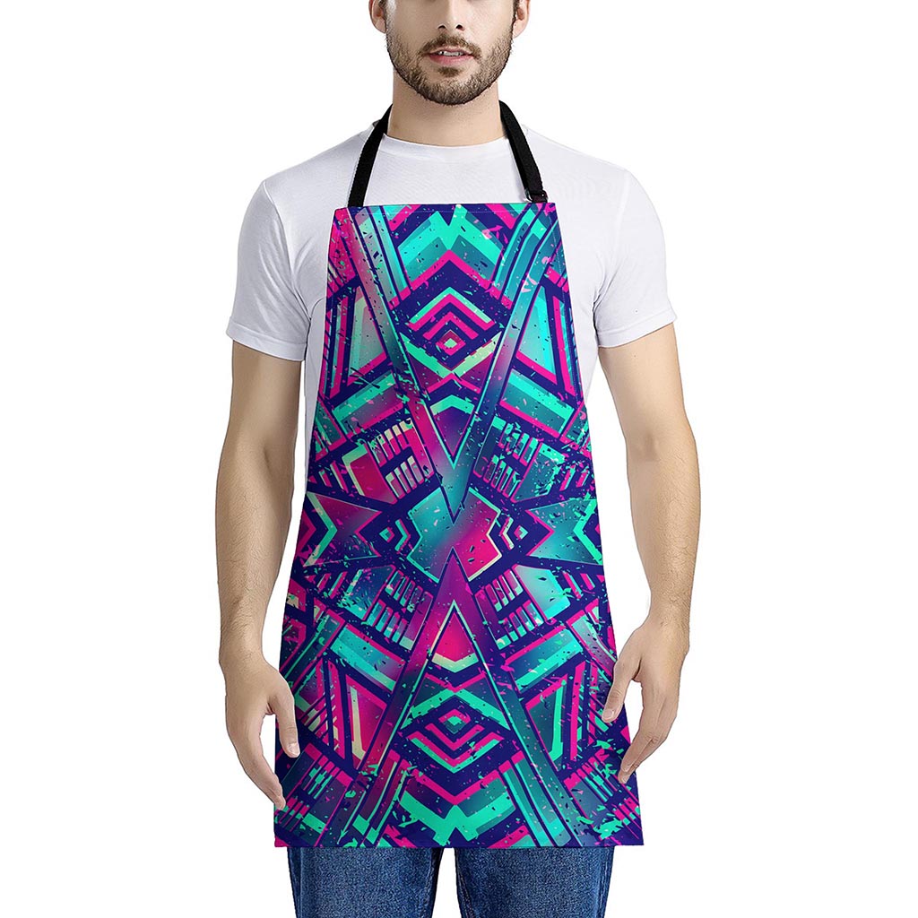 Neon Ethnic Aztec Trippy Print Apron