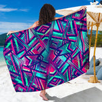 Neon Ethnic Aztec Trippy Print Beach Sarong Wrap