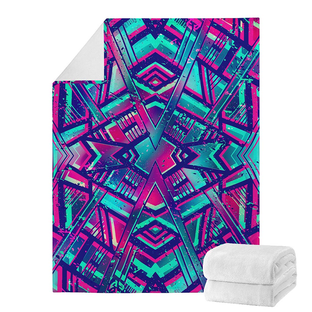 Neon Ethnic Aztec Trippy Print Blanket