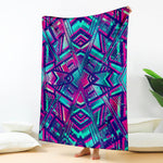 Neon Ethnic Aztec Trippy Print Blanket