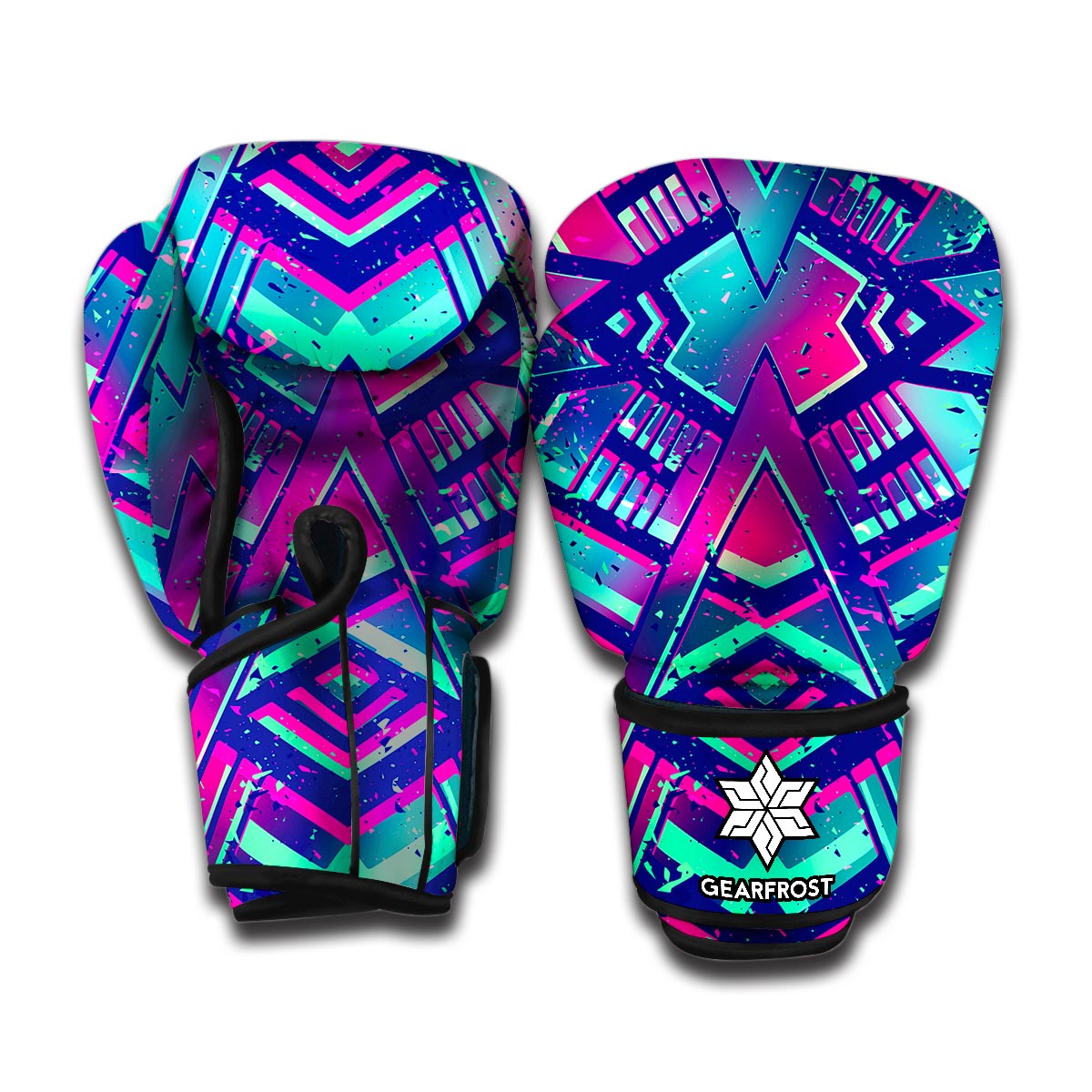 Neon Ethnic Aztec Trippy Print Boxing Gloves