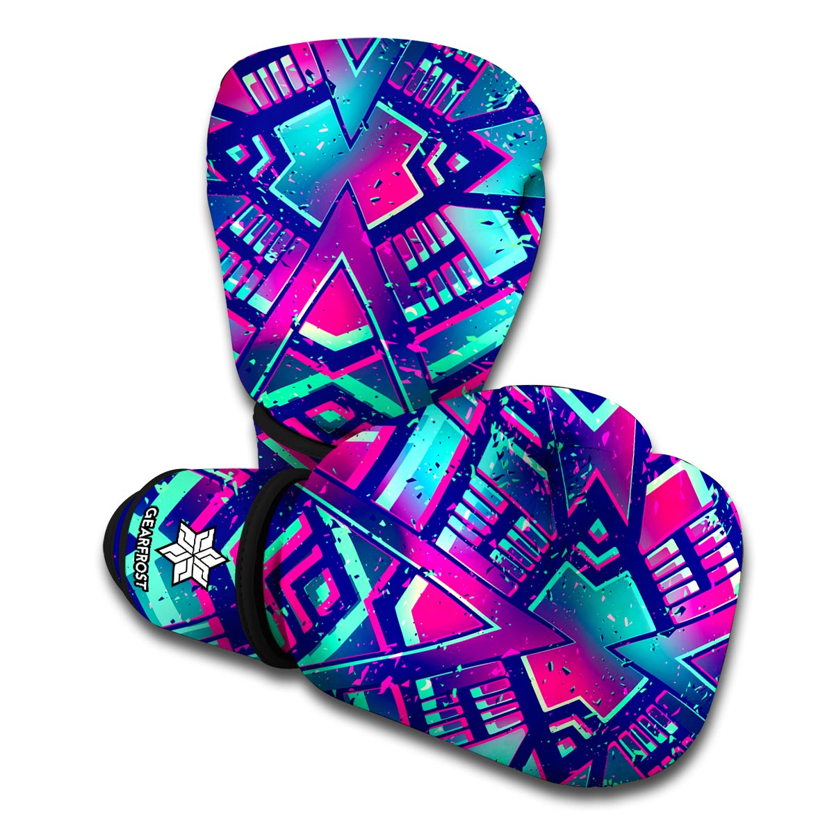 Neon Ethnic Aztec Trippy Print Boxing Gloves