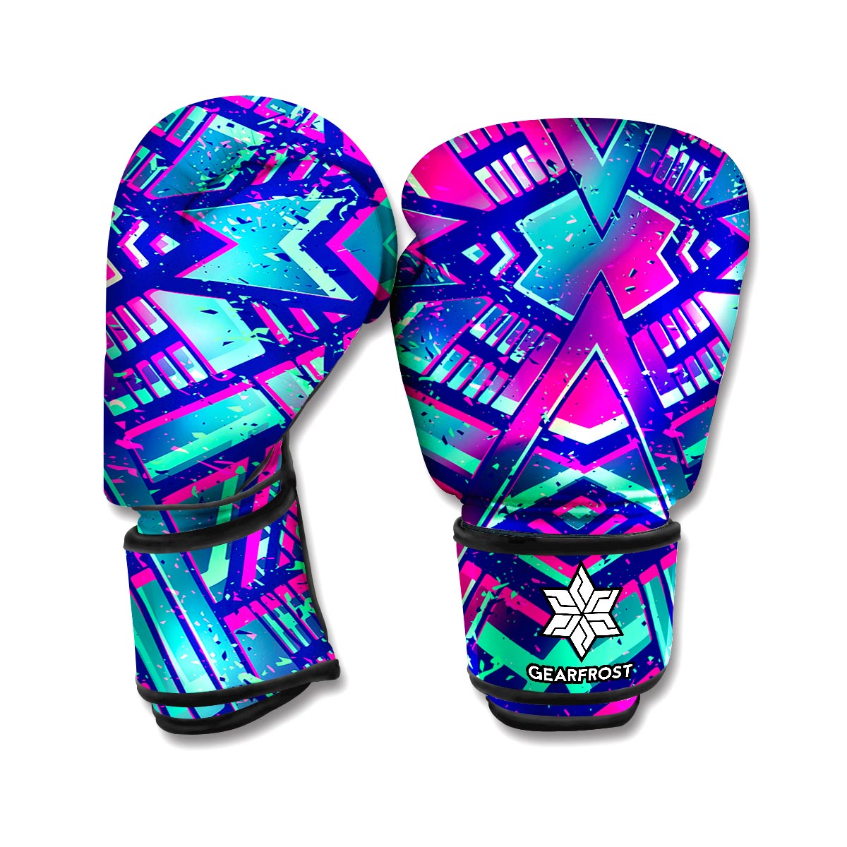 Neon Ethnic Aztec Trippy Print Boxing Gloves