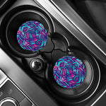 Neon Ethnic Aztec Trippy Print Car Coasters