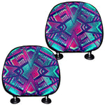 Neon Ethnic Aztec Trippy Print Car Headrest Covers