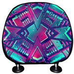 Neon Ethnic Aztec Trippy Print Car Headrest Covers