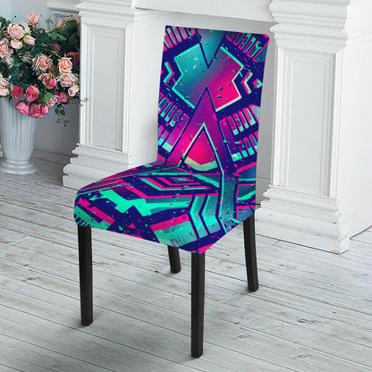 Neon Ethnic Aztec Trippy Print Dining Chair Slipcover