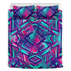 Neon Ethnic Aztec Trippy Print Duvet Cover Bedding Set