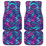 Neon Ethnic Aztec Trippy Print Front and Back Car Floor Mats