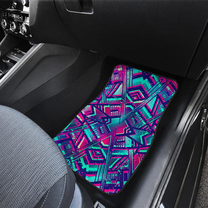 Neon Ethnic Aztec Trippy Print Front Car Floor Mats