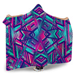 Neon Ethnic Aztec Trippy Print Hooded Blanket