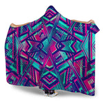 Neon Ethnic Aztec Trippy Print Hooded Blanket