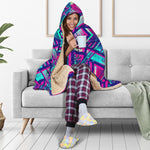 Neon Ethnic Aztec Trippy Print Hooded Blanket