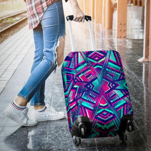 Neon Ethnic Aztec Trippy Print Luggage Cover GearFrost