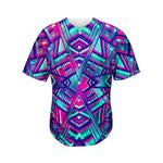 Neon Ethnic Aztec Trippy Print Men's Baseball Jersey